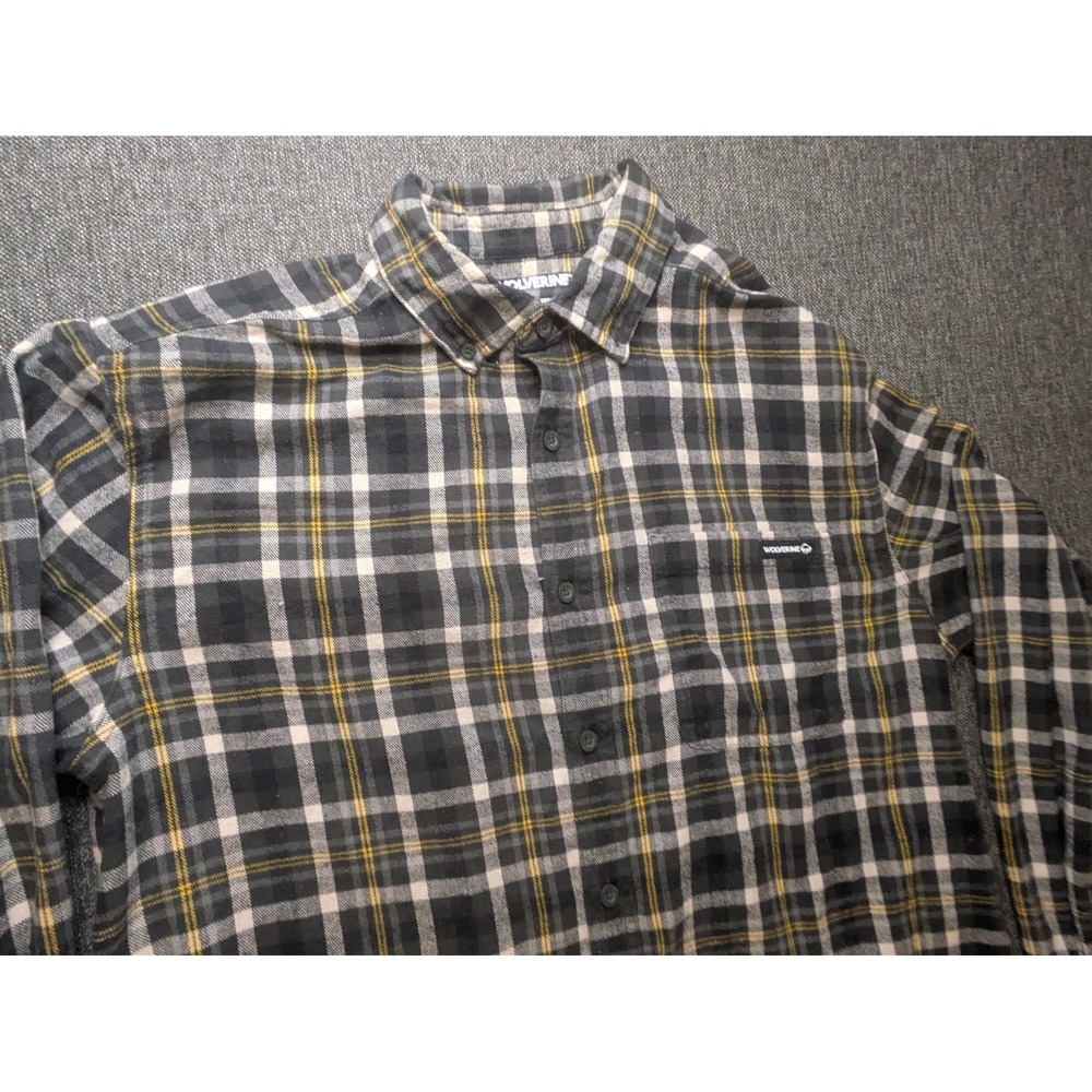 Wolverine Men's Plaid Flannel Shirt Large Button Down Long Sleeve Multi Checker - Picture 2 of 9